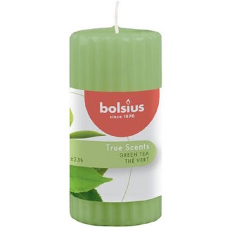 Bolsius Świeca pieńkowa Pillar 120/58 True Scents Green Tea