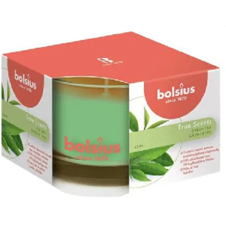 Bolsius świeca zapachowa w szkle 63/90 True Scents Zielona Herbata
