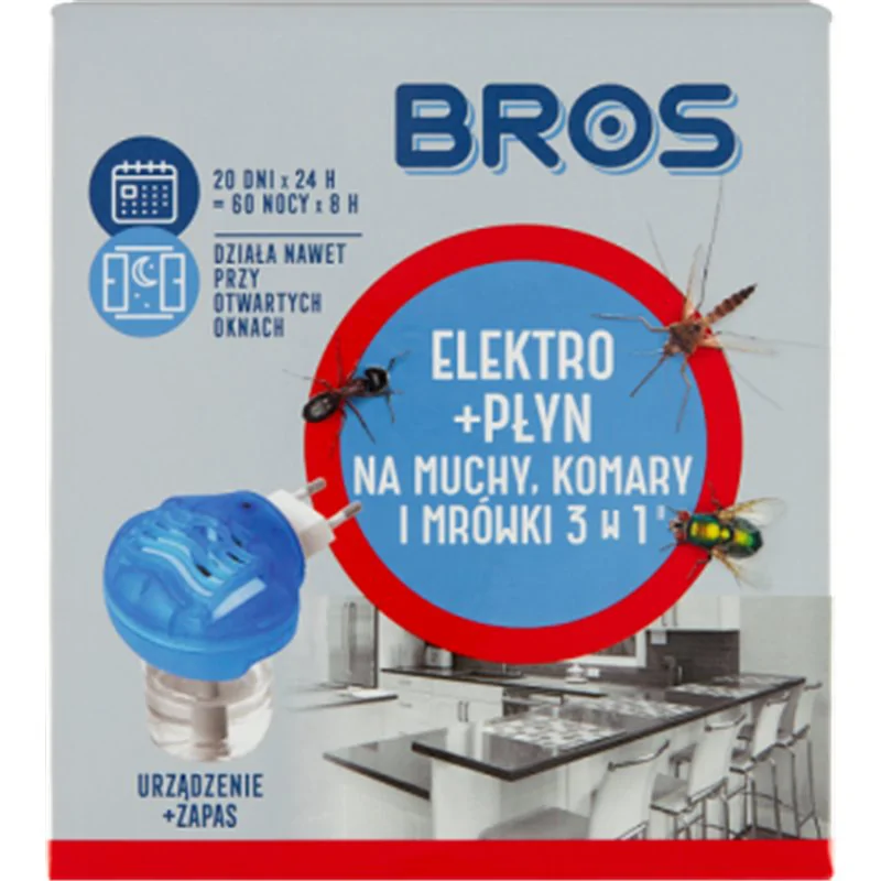 Bros na muchy komary i mrówki Elektro + płyn 3w1 30 ml