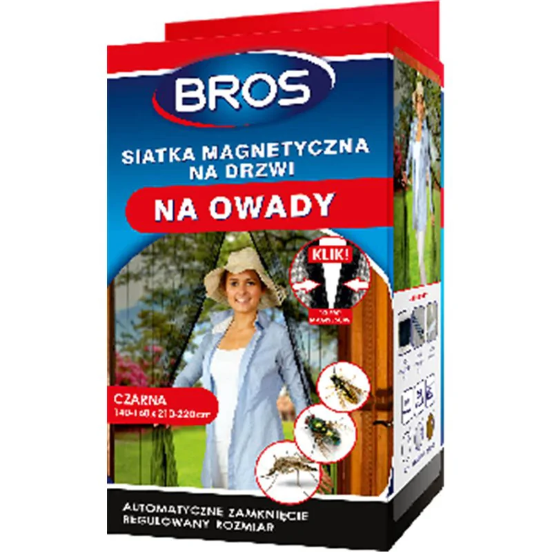 Bros Siatka na drzwi przeciw owadom magnetyczna 160x220 czarna