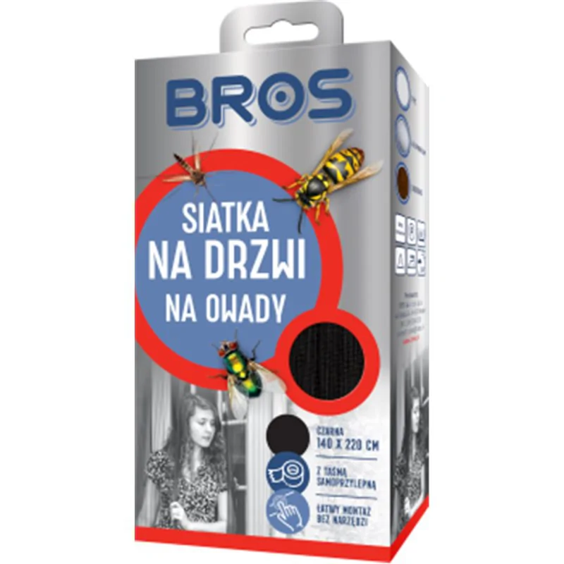 Bros siatka przeciw owadom na drzwi 140x220 czarna 