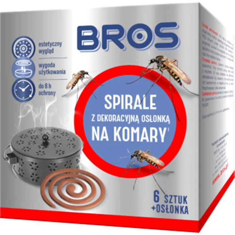 Bros spirale na komary z dekoracyjną osłonką stalową 6szt