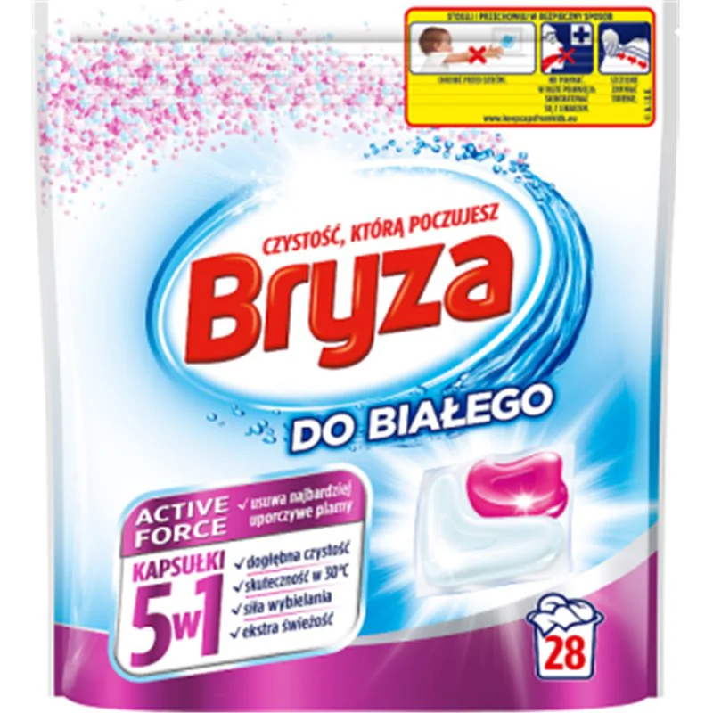 Bryza kapsułki do prania Active Force 5w1 do białego 560 g (28 prań)